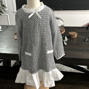 Black and white tweed girl dress